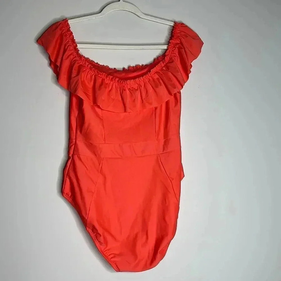 Bleu Rod Beattie Orange Off The Shoulder Swim Suit - Picture 3 of 5